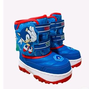 Sega Sonic the Hedgehog Boys Snow Boots Black Blue Light Up